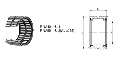 滚针轴承，带密封RNA 4912UU图纸
