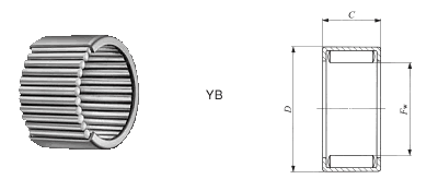 英制冲压外圈滚针轴承YB228图纸