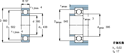 SKF16076 MA轴承图纸