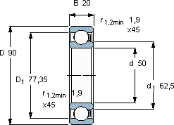 SKF6210/HR22T2轴承图纸