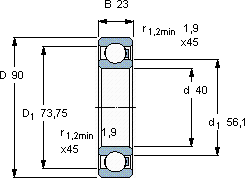 SKF6308/HR22Q2轴承图纸