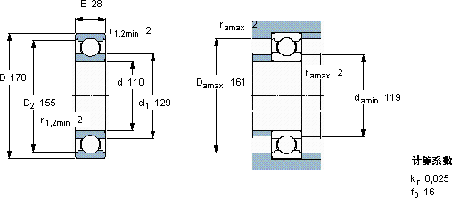 SKF6022 *轴承图纸