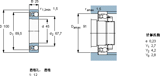 SKF1309 EKTN9轴承图纸