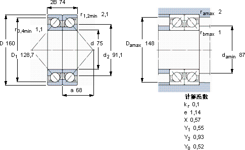 SKF2 x 7315 BECBJ轴承图纸