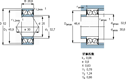 SKF3205 A-2RS1TN9/MT33 *轴承图纸