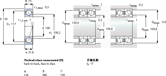 SKF71820 CD/P4A轴承图纸