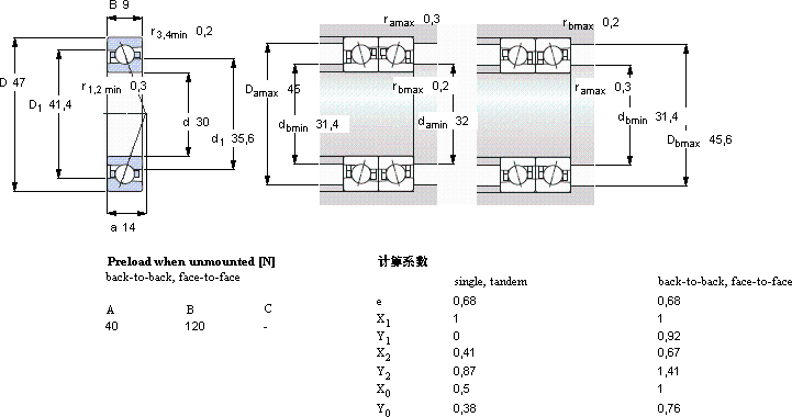 SKF71906 ACE/HCP4A轴承图纸