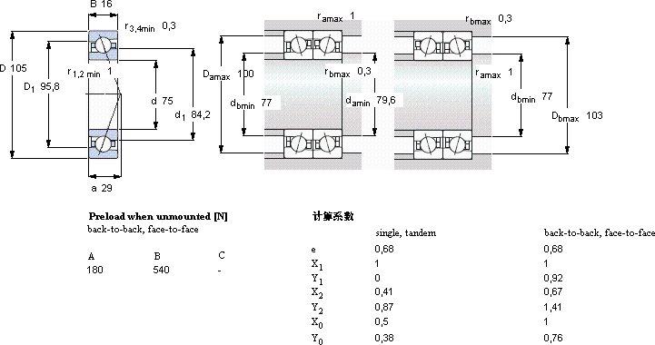 SKF71915 ACE/HCP4A轴承图纸
