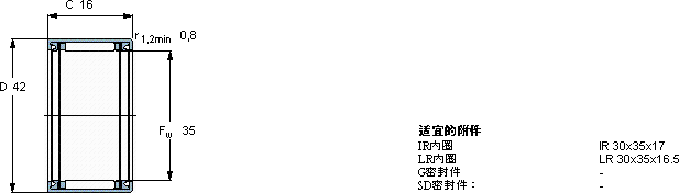 SKFHK 3516.2RS轴承图纸