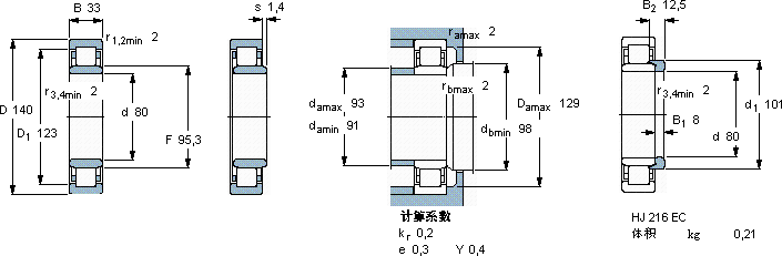 SKFNU 2216 ECM *轴承图纸