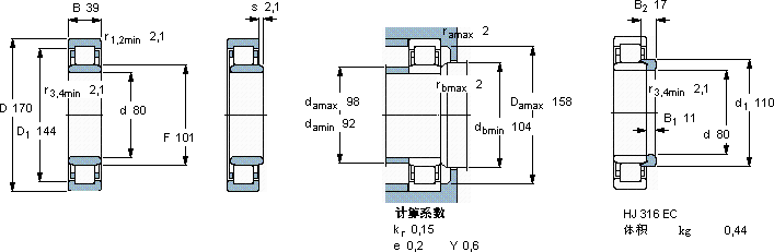 SKFNU 316 ECJ *轴承图纸