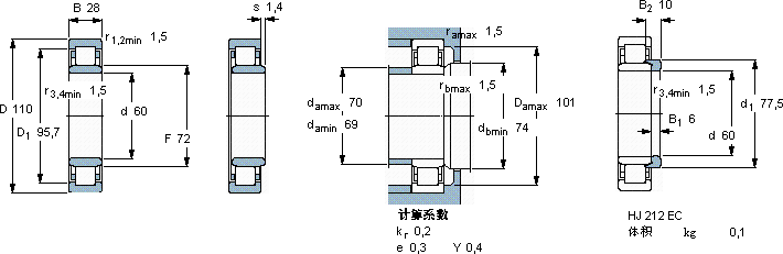 SKFNU 2212 ECJ *轴承图纸