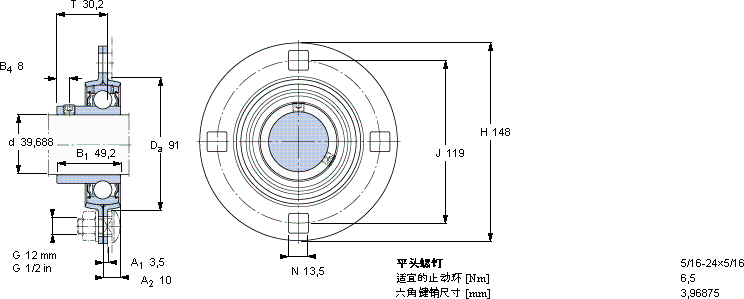 SKFPFT 1.9/16 TF轴承图纸