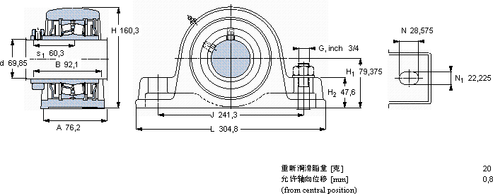 SKFSYE 2.3/4-18轴承图纸