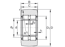 INA支撑型滚轮 NNtr65X160X75-2ZL, 满装滚子，轴向引导，两侧唇密封