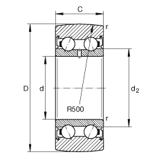 INA滚轮 LR50/5-2RSR, 双向，两侧密封