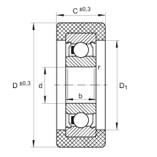 INA滚轮 KLRZ10X30X10-2Z, 带塑料箍，两侧密封