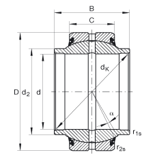 INA关节轴承 GE30-HO-2RS, 根据 DIN ISO 12 240-1 标准, 需维护，两侧唇密封