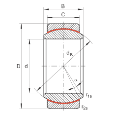 INA关节轴承 GE25-UK, 根据 DIN ISO 12 240-1 标准，免维护