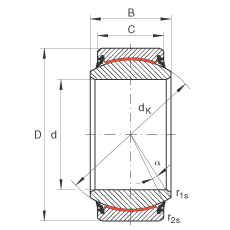 INA关节轴承 GE140-UK-2RS, 根据 DIN ISO 12 240-1 标准, 免维护，两侧唇密封