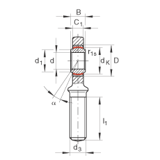 INA杆端轴承 GAL45-UK-2RS, 根据 DIN ISO 12 240-4 标准，带左旋外螺纹，免维护，两侧唇密封