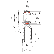 INA杆端轴承 GIKPR30-PW, 根据 DIN ISO 12 240-4 标准，带右旋小螺距内螺纹，需维护