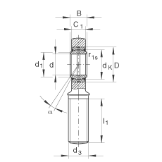 INA杆端轴承 GAL45-DO-2RS, 根据 DIN ISO 12 240-4 标准，带左旋外螺纹，需维护，两侧唇密封