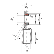 INA杆端轴承 GIR6-UK, 根据 DIN ISO 12 240-4 标准，带右旋内螺纹，免维护