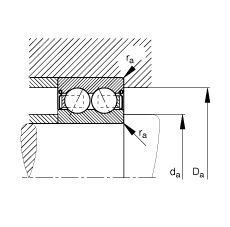 FAG角接触球轴承 3004-B-2RSR-TVH, 双列，双侧唇密封，接触角 α = 25°