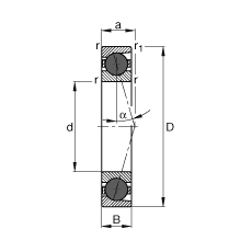 FAG主轴轴承 HCB7024-C-T-P4S, 调节，成对或单元安装，接触角 α = 15°，陶瓷球，限制公差