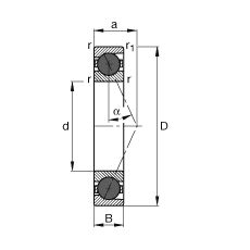 FAG主轴轴承 HCB7024-E-T-P4S, 调节，成对或单元安装，接触角 α = 25°，陶瓷球，限制公差