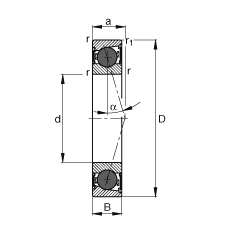 FAG主轴轴承 HCB7024-C-2RSD-T-P4S, 调节，成对或单元安装，接触角 α = 15°，陶瓷球，两侧唇密封，非接触，限制公差