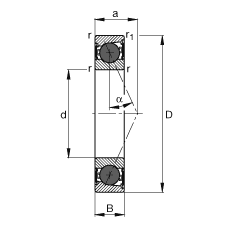 FAG主轴轴承 HCB7207-E-2RSD-T-P4S, 调节，成对或单元安装，接触角 α = 25°，陶瓷球，两侧唇密封，非接触，限制公差