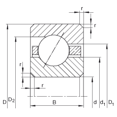 INA薄截面轴承 CSED090, 角接触球轴承，类型E，运行温度 -54°C 到 +120°C