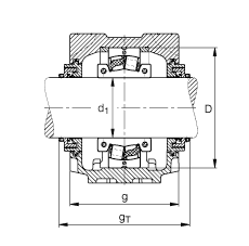 FAG直立式轴承座 SNV200-L + 222S.400 + TCV522X400, 根据 DIN 736/DIN737 标准的主要尺寸，剖分的调心滚子轴承，Taconite 密封，脂和油润滑