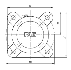 FAG法兰式轴承座 F516-A-L + 20216-K-T-C3, 方形的，用于带锥孔和紧定套的轴承，毡密封，脂润滑