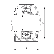 FAG直立式轴承座 SD564-N-FZ-BF-L + 22264-K-MB, 剖分，用于带锥孔和紧定套的调心滚子轴承，毛毡密封，脂润滑