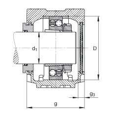FAG直立式轴承座 SNV200-L + 2222-K-M-C3 + H322X400 + TSV522X400, 根据 DIN 736/DIN737 标准的主要尺寸，剖分，带锥孔和紧定套的自调心球轴承，迷宫密封，脂和油润滑