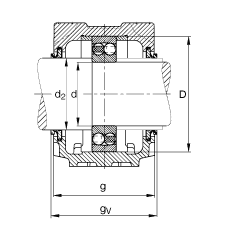 FAG直立式轴承座 SNV130-L + 1215-TVH + DHV215, 根据 DIN 738/DIN739 标准的主要尺寸，剖分，带圆柱孔和紧定套的自调心球轴承，V型圈密封，脂和油润滑