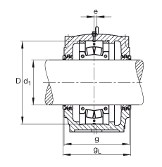 FAG直立式轴承座 SD3136-H-TS-B-L + 231SM160-MA, 剖分的调心滚子轴承，迷宫密封，脂润滑