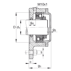 FAG法兰式轴承座 F506-A-L + 1206-K-TVH-C3, 三角的，用于带锥孔和紧定套的轴承，毡密封，脂润滑