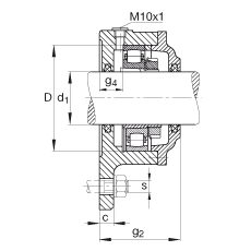 FAG法兰式轴承座 F513-B-L + 20213-K-TVP-C3, 三角的，用于带锥孔和紧定套的轴承，毡密封，脂润滑