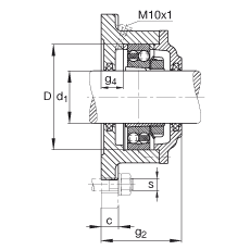 FAG法兰式轴承座 F520-B-L + 1220-K-M-C3, 方形的，用于带锥孔和紧定套的轴承，毡密封，脂润滑