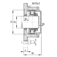 FAG法兰式轴承座 F516-A-L + 20216-K-T-C3, 方形的，用于带锥孔和紧定套的轴承，毡密封，脂润滑