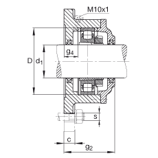 FAG法兰式轴承座 F516-B-L + 20216-K-T-C3, 方形的，用于带锥孔和紧定套的轴承，毡密封，脂润滑