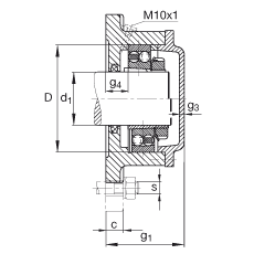 FAG法兰式轴承座 F516-A-L + 2216-K-TVH-C3, 方形的，用于带锥孔和紧定套的轴承，毡密封，脂润滑