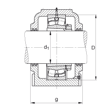 FAG直立式轴承座 SD536-N-FZ-BF-L + 22236-E1-K, 剖分，用于带锥孔和紧定套的调心滚子轴承，毛毡密封，脂润滑